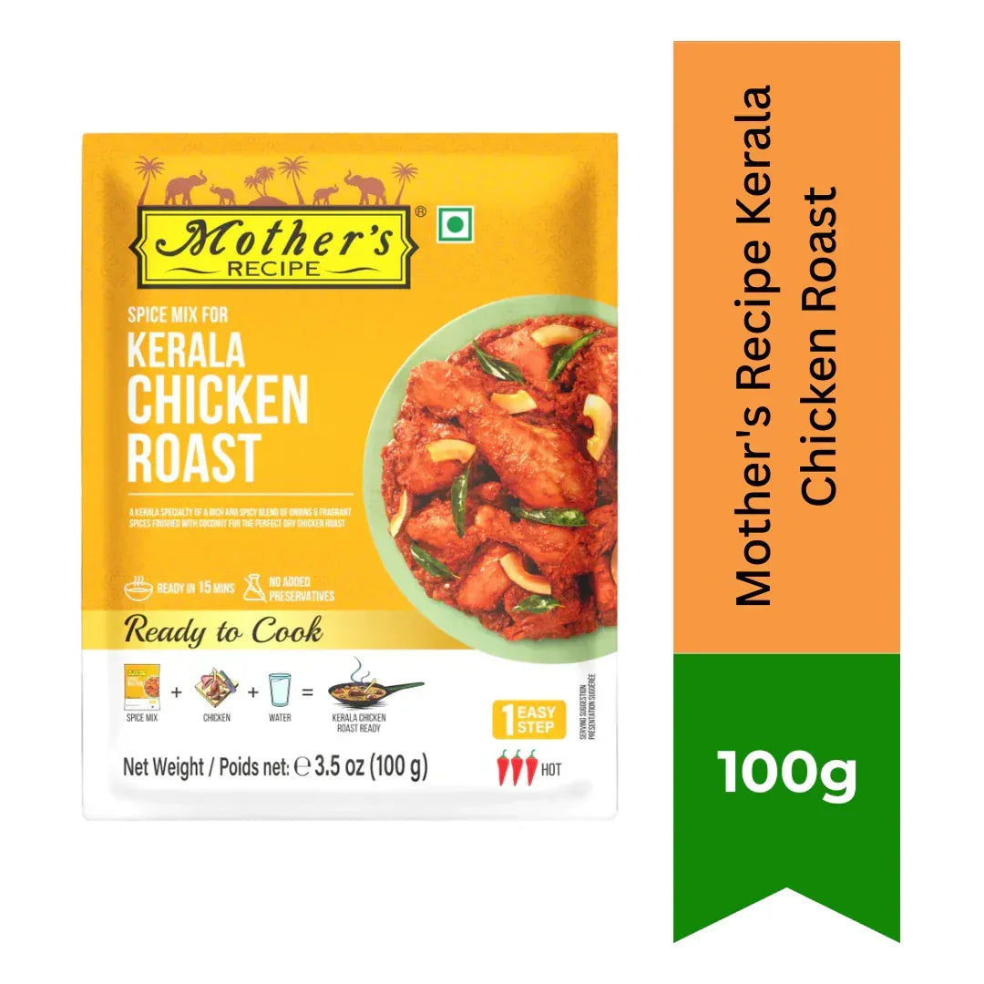 Mother's Recipe Kerala Chicken Roast Mix (Malabar Poultry Seasoning) | 100g - Deeply Roasted Chili & Fennel Ground Paste Powder for Thick Dry Southern Curries | South Africa | India Bazaar