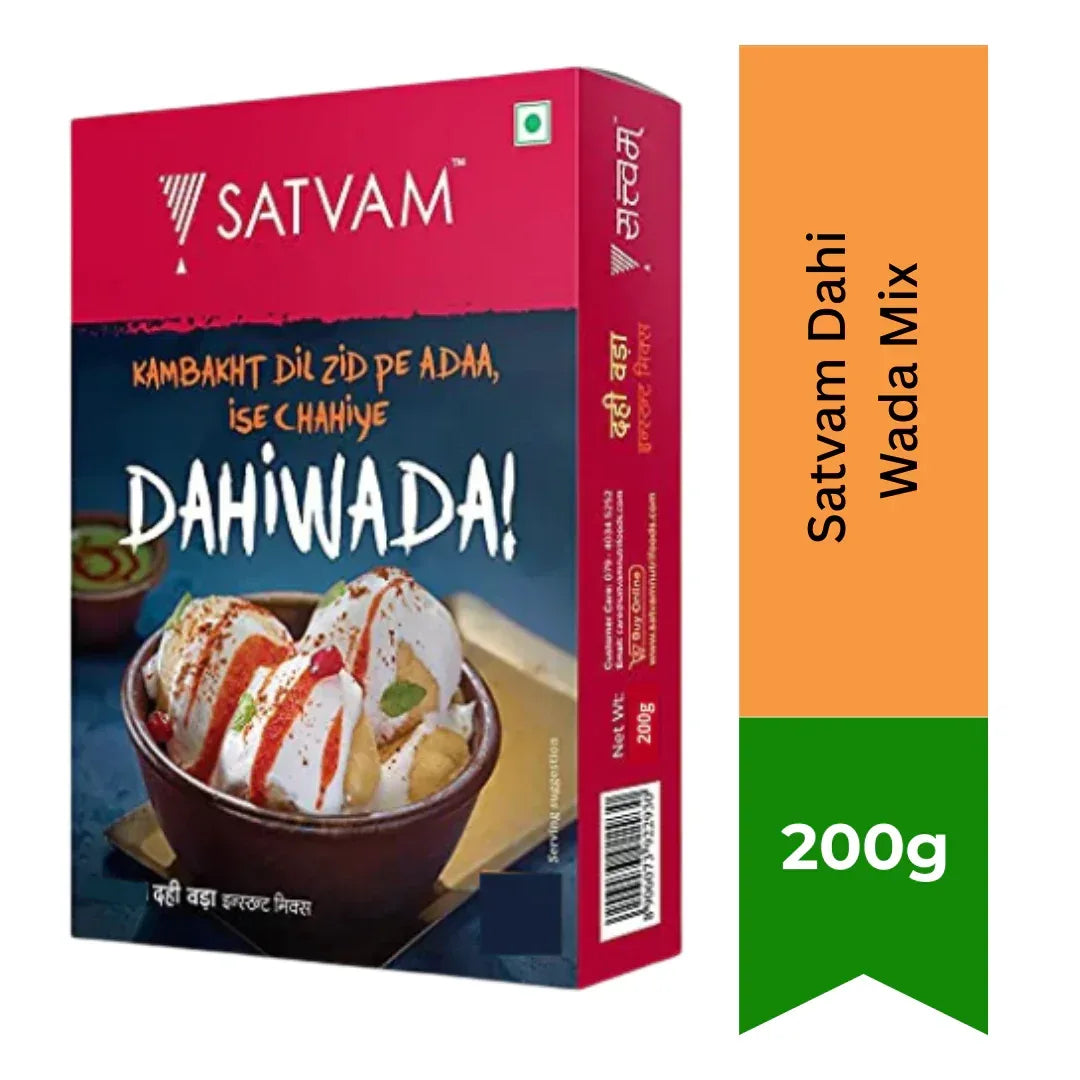 Satvam Dahi Wada Mix (Instant Lentil Dumplings) | 200g - Quick Lentil Flour Premix for Crispy Fried Vadas Cured in Cold Spiced Yogurt | South Africa | India Bazaar