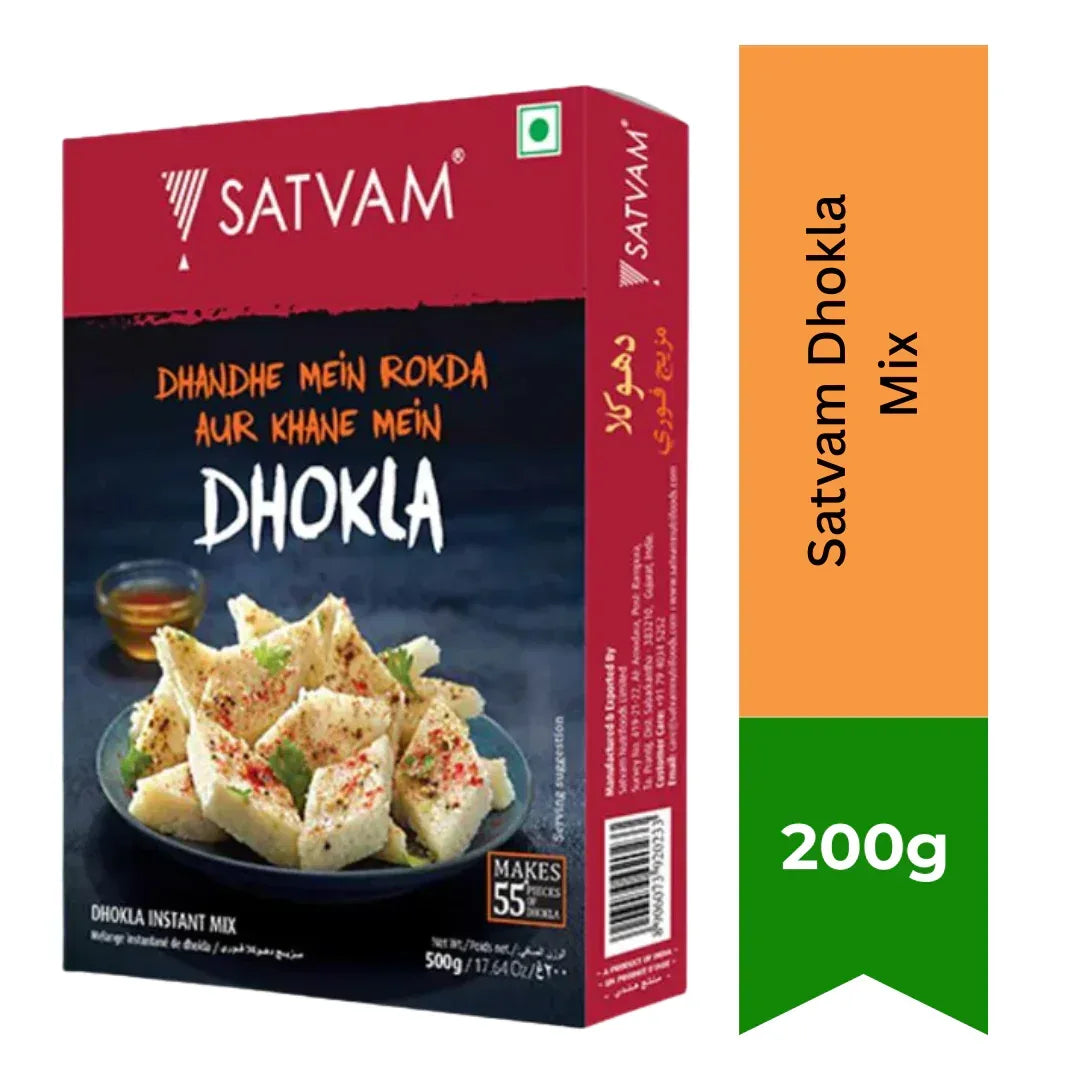Satvam Dhokla Mix (Khaman Instant Mix) | 500g - Easy Instant Gujarati Savory Snack Blend, Yields Soft Fluffy Steamed Cakes | South Africa | India Bazaar