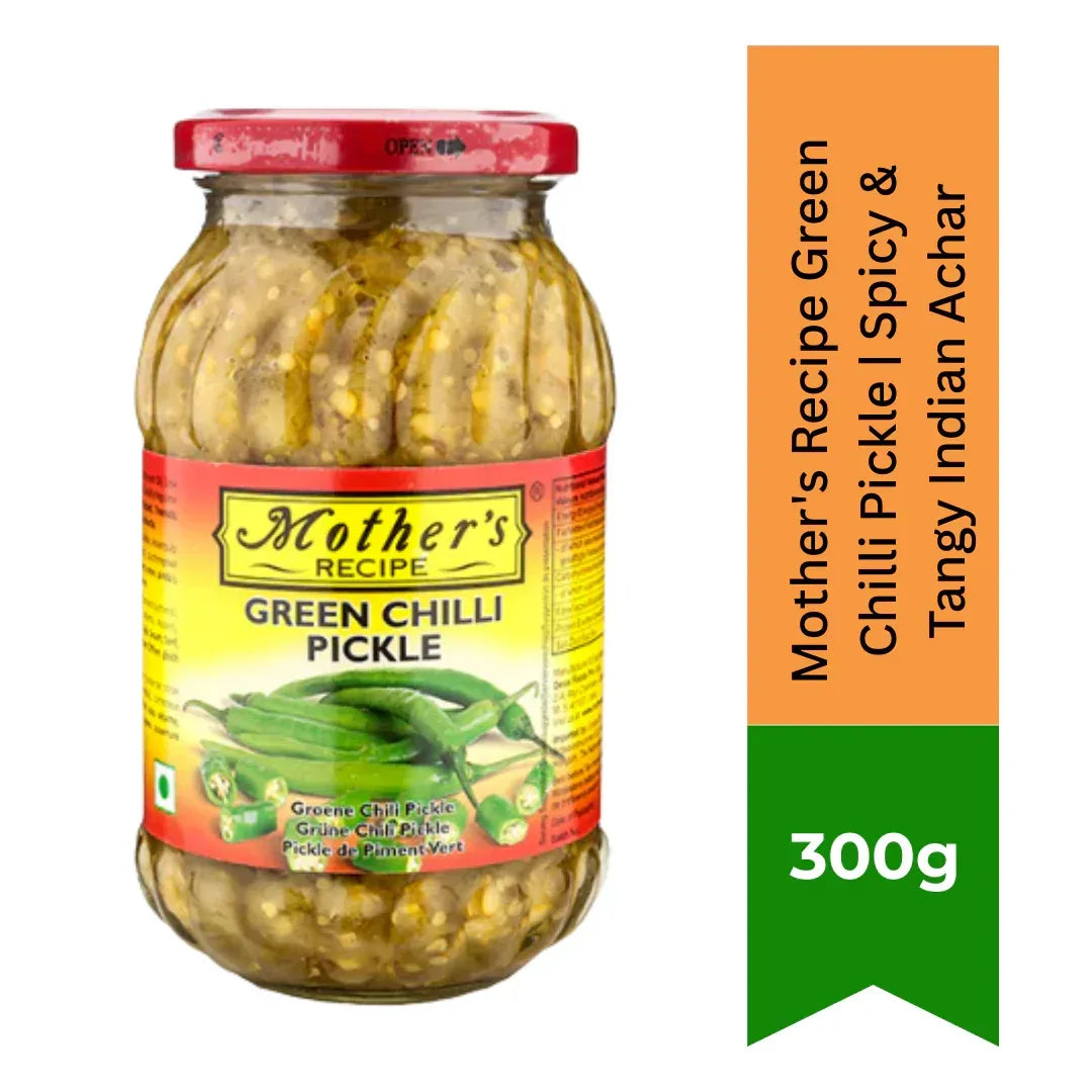 Mother's Recipe Green Chilli Pickle (Hari Mirch Ka Achar) | 300g - Spicy Hot Condiment for Rice, Rotis & Curries, Tangy Authentic Indian Taste | South Africa | India Bazaar