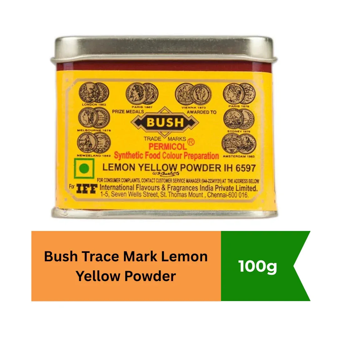 Bush Trace Marks Lemon Yellow Powder (Food Grade Baking Colour) | 10g - Concentrated Vibrant Food Dye Dust for Coloring Festive Mithai Ladoos, Cakes & Jalebis | South Africa | India Bazaar