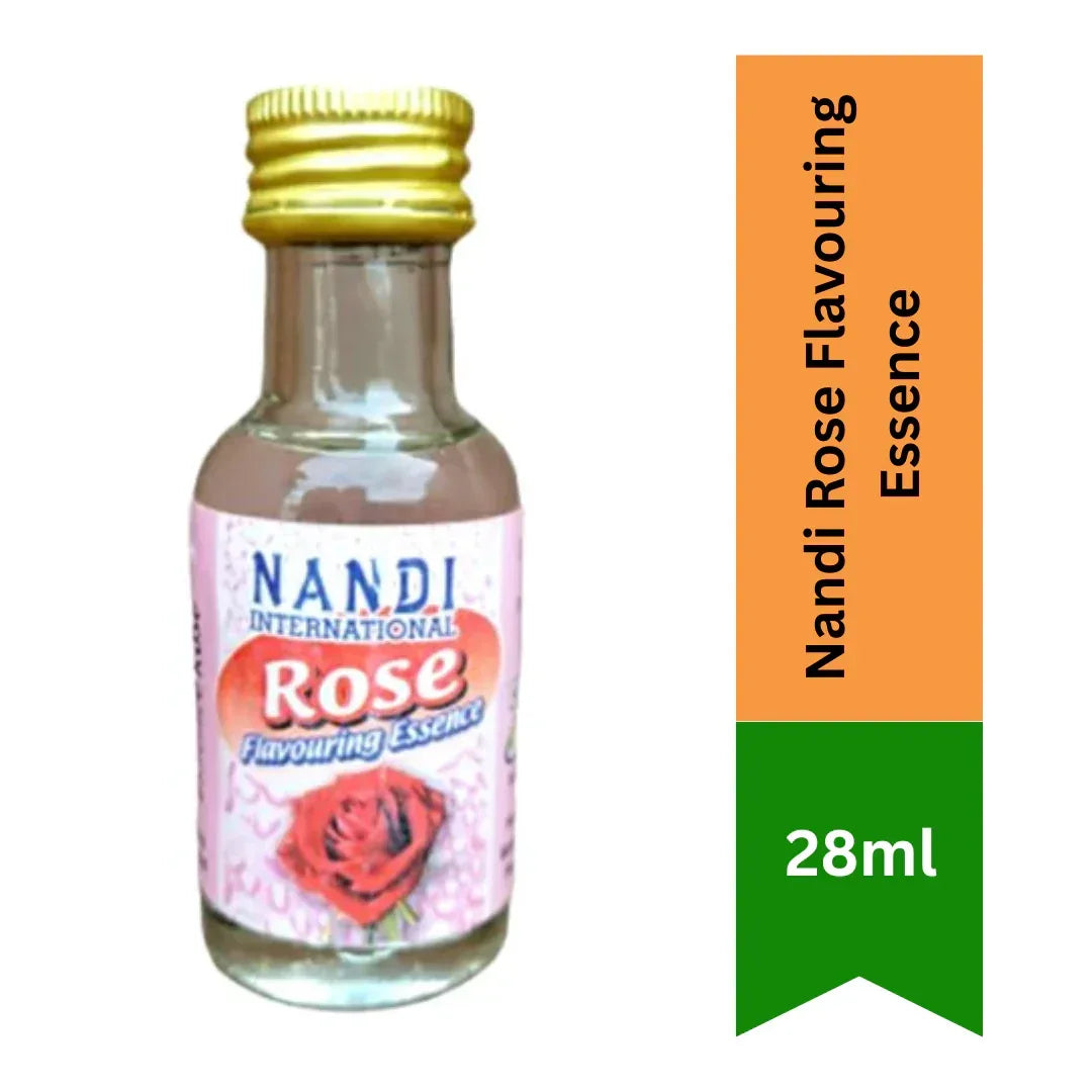 Nandi Rose Flavouring Essence (Gulab Sugandh Fluid) | 50ml - Highly Concentrated Liquid Fragrance Aromatic for Indian Mithai Sweets, Falooda, Kheer & Baking | South Africa | India Bazaar