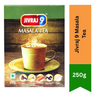 Jivraj 9 Masala Tea (Spiced Indian Chai Black Tea) | 250g - Premium CTC Loose Leaf Blend Infused with Aromatic Warming Spices, Rejuvenating & Bold Flavor | South Africa | India Bazaar