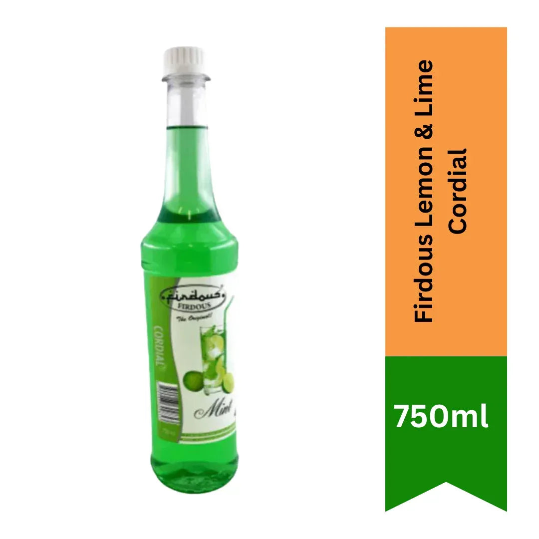 Firdous Lemon & Lime Cordial 750ml | Refreshing Citrus Drink Mix for Water, Cocktails & Summer Drinks | South Africa | India Bazaar