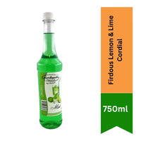 Firdous Lemon & Lime Cordial 750ml | Refreshing Citrus Drink Mix for Water, Cocktails & Summer Drinks | South Africa | India Bazaar