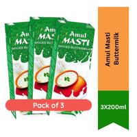 Amul Masti Buttermilk (Spiced Chass) | 3X200ml - Refreshing Indian Yogurt Drink with Spices & Mint, Hydrating & Digestive Coolant | South Africa | India Bazaar