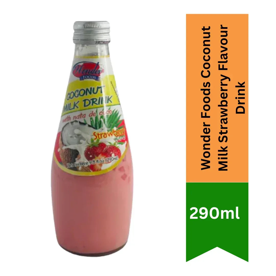 Wonder Foods Coconut Milk Strawberry Flavour Drink | 300ml - Creamy Plant-Based Pink Berry Fruit Hydration Beverage, Rich Sweet Refreshment | South Africa | India Bazaar