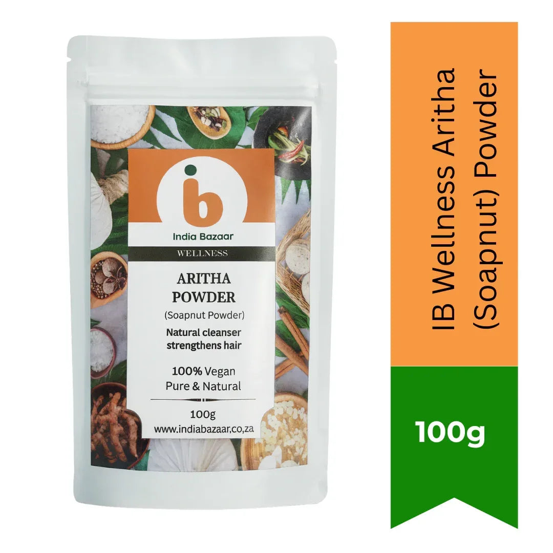 IB Wellness Aritha Soapnut Powder Natural Cleanser (Reetha Powder) | Standard Pack - Pure Chemical-Free Hypoallergenic Saponin Extract for Organic Hair Washing & Sensitive Scalp Care | South Africa | India Bazaar