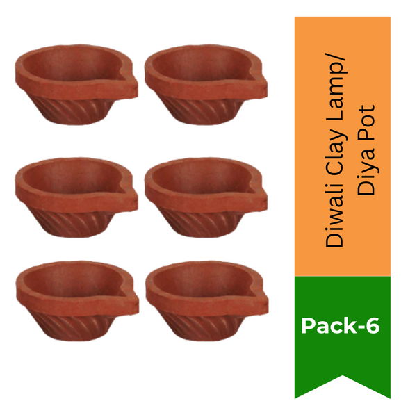Diwali Clay Lamp/ Diya Pot Pack of 6
