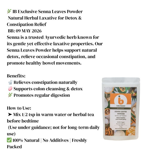 IB Exclusive Senna Leaves Powder – Natural Herbal Laxative for Detox & Constipation Relief|BB:09.MAY.2026