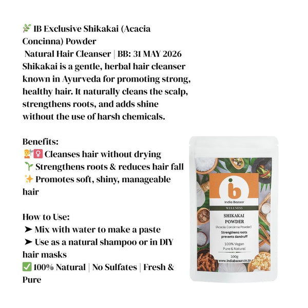 IB Exclusive Shikakai (Acacia Concinna) Powder – Natural Hair Cleanser & Conditioner | Ayurvedic Scalp Care|BB:31.MAY.2026