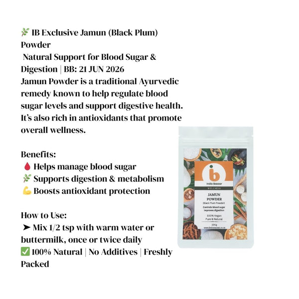 IB Exclusive Jamun (Black Plum) Powder – Natural Diabetic Support & Antioxidant-Rich Superfood|BB:21.JUN.2026
