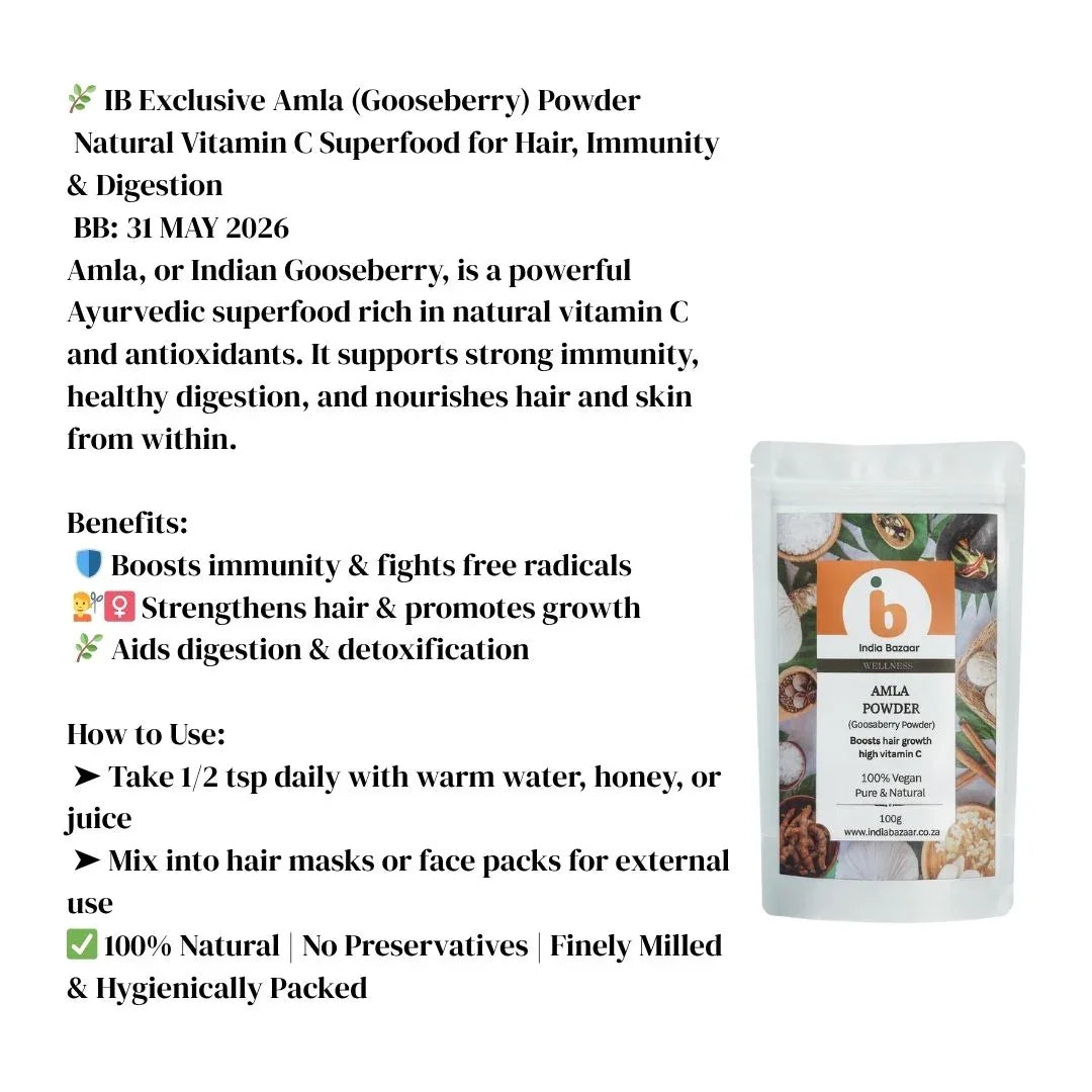 IB Wellness Amla (Gooseberry) Powder – Natural Vitamin C Superfood for Hair, Immunity & Digestion