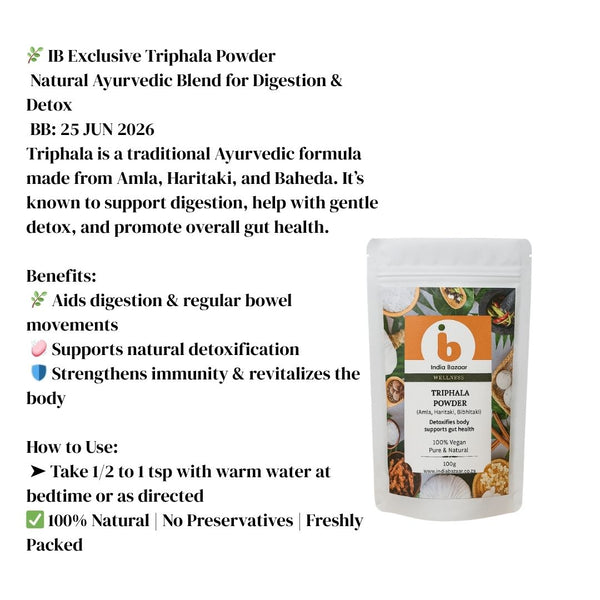 IB Exclusive Triphala Powder – Ayurvedic Digestive Cleanser & Detox Tonic | Immunity & Gut Health|BB:25.JUN.2026