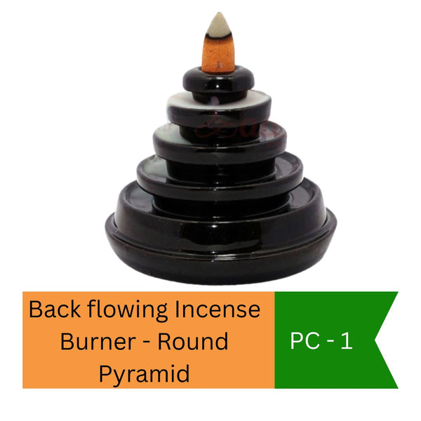 Back flowing Incense Burner - Round Pyramid