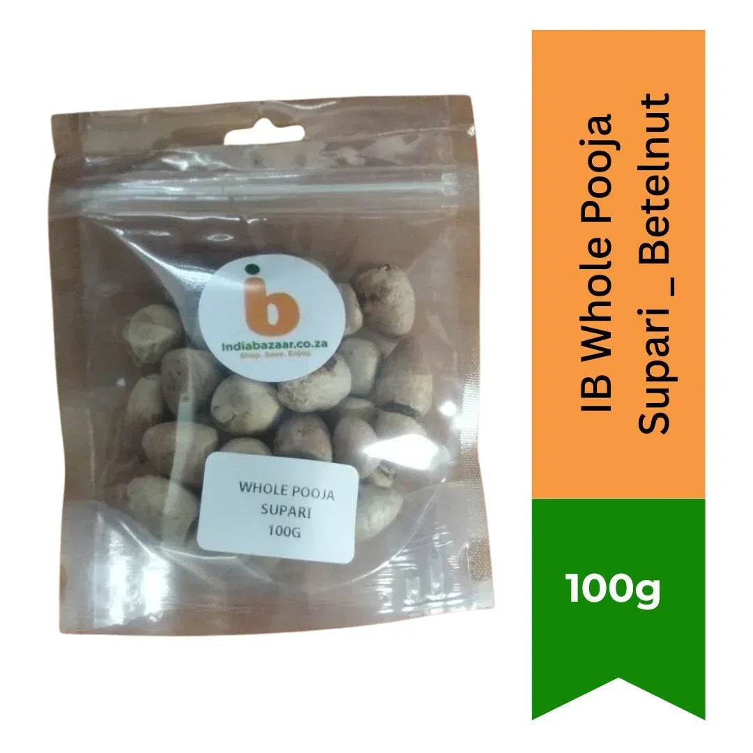 IB Whole Pooja Supari Betelnut Pods (Sabut Puja Supari) | Standard Pack - Traditional Sacred Hard Betelnuts for Hindu Prayer Rituals, Festivals, Havan & Wedding Poojas | South Africa | India Bazaar