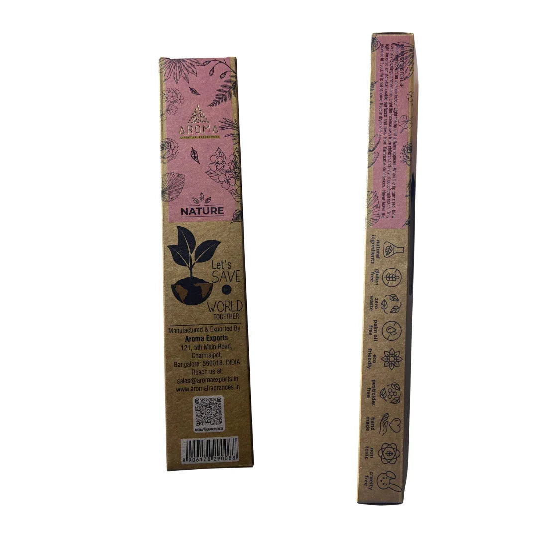 Organic Incense Rose Rosa Aroma Nature (Gulab Agarbatti) | 8 Sticks (1-Hour Burn) - Romantic Floral Luxury Air Freshener for Home Ambience, Relaxation & Puja | South Africa | India Bazaa