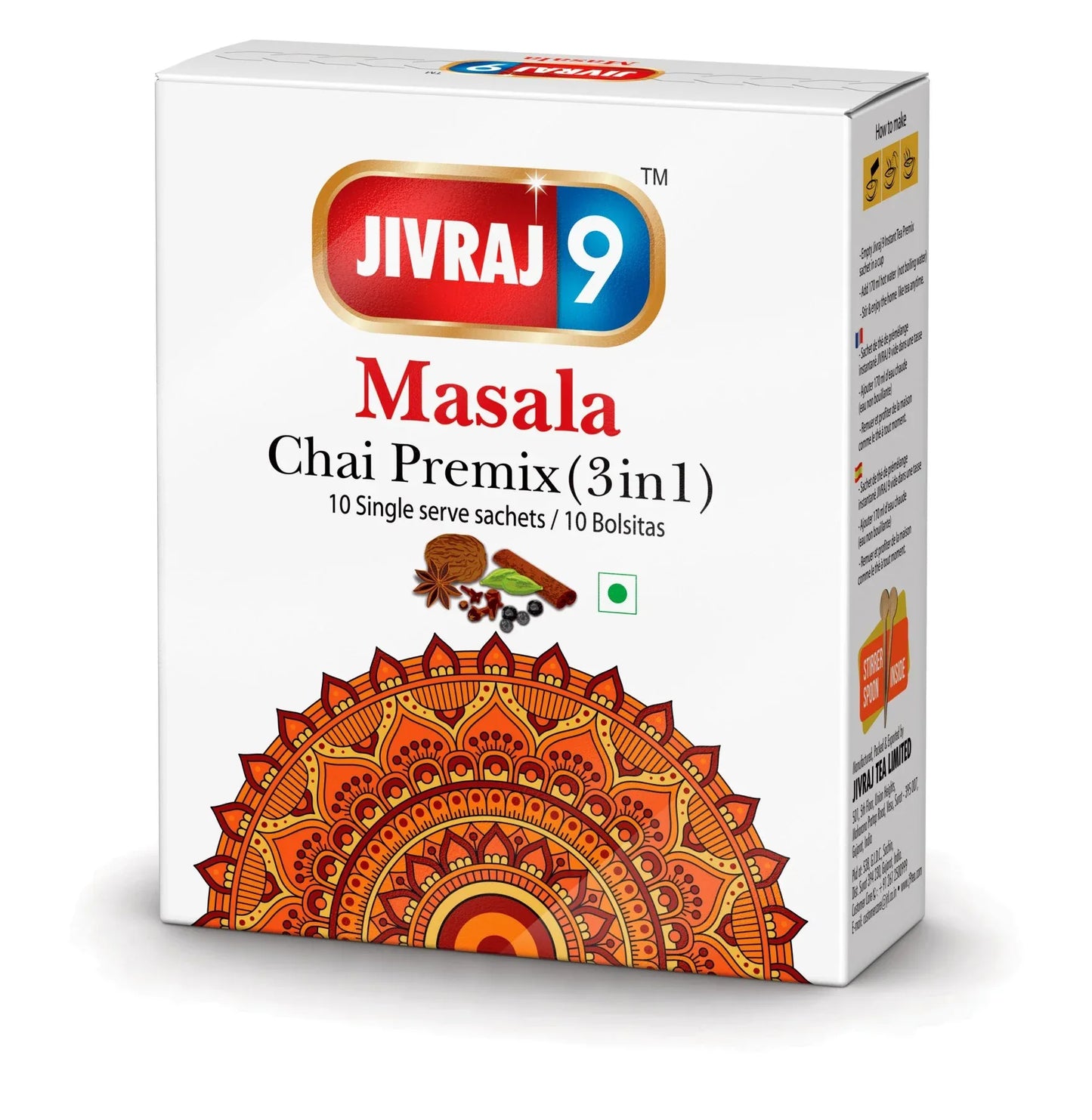 Jivraj 9 Chai Premix (3 in 1) - Masala, Instant Masala Chai, 3 in 1 Tea Premix, Indian Tea Mix, Masala Tea, India Bazaar South Africa.