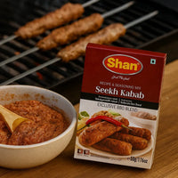 Shan Seekh Kabab Seasoning and Tandoori Skewer Mix | 50g - Richly Spiced Warm Aromatic Ground Meat Binder for Charcoal Braai or Grilled Mince Roll-Ups | South Africa | India Bazaar