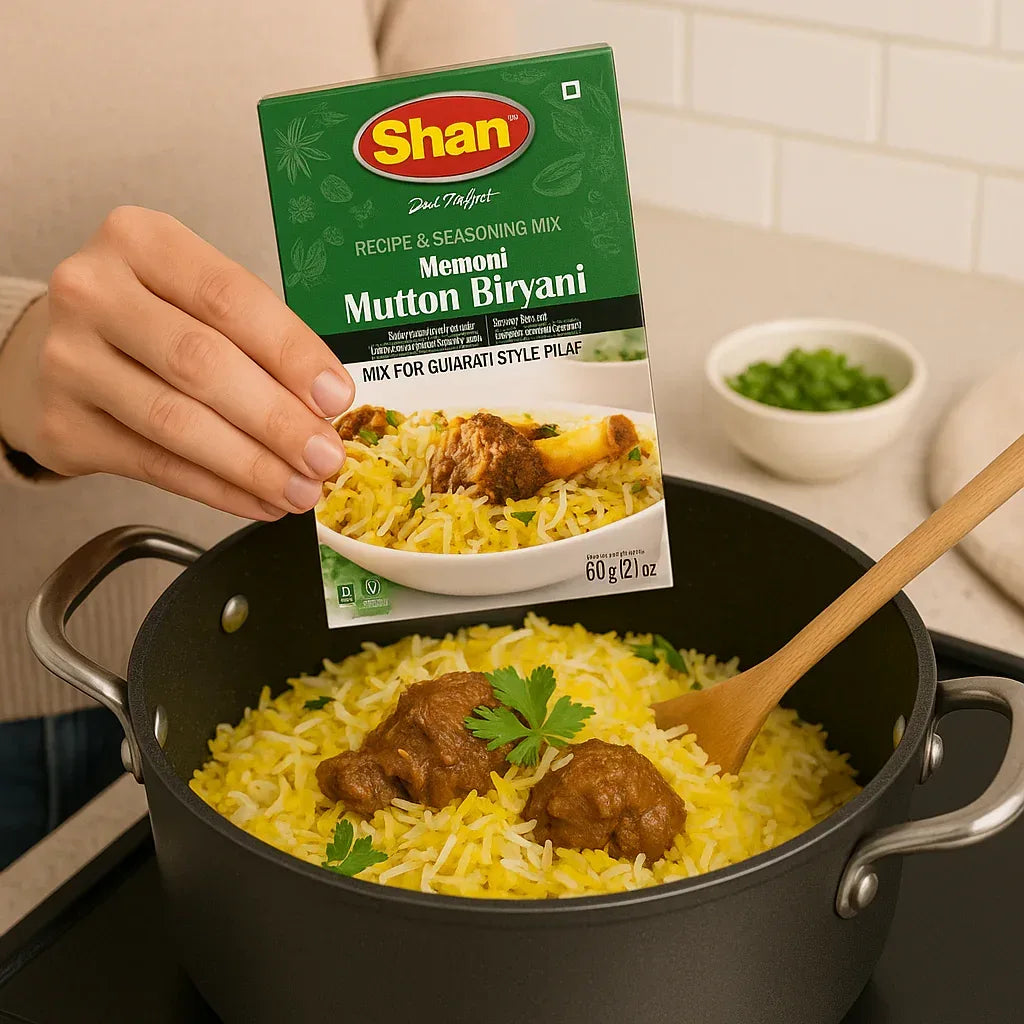 Shan Memoni Mutton Biryani Masala (Lamb Biryani Spice) | 60g - Bold Regional Spiced Rice Premix for Making Authentic, Savoury Cut-Potato Meat Rice | South Africa | India Bazaar