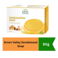 Green Valley Sandalwood Soap (Herbal Chandan Bathing Bar) | 90g - Premium Moisturizing Essential Oil Soap for Deep Skin Softness, Cooling Aromatherapy | South Africa | India Bazaar