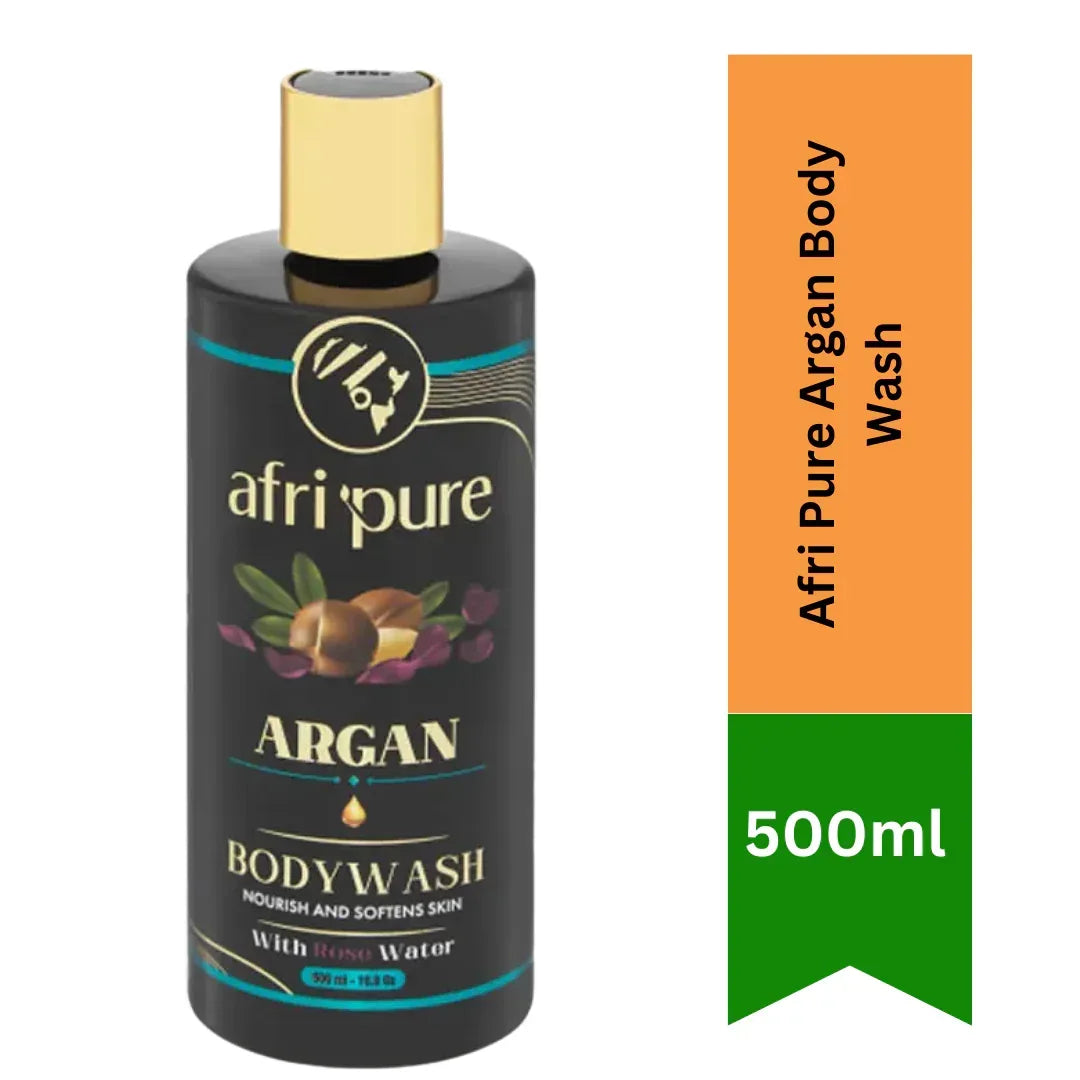 Afri Pure Argan Body Wash (Liquid Moroccan Argan Cleanser) | 500ml - Anti-Ageing Creamy Shower Gel Packed with Essential Fatty Acids for Deep Skin Nutrition | South Africa | India Bazaar