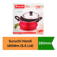 Suruchi Handi with Stainless Steel Lid (Cooking Pot) | 180mm - Traditional Style Non-Stick Cookware for Slow-Cooked Curries & Dals, Rich Flavor Retention | South Africa | India Bazaar