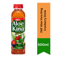 OKF Aloe Vera King Cranberry Drink | 500ml - Refreshing Fruity Juice Beverage with Real Aloe Pulp, Hydrating Healthy Liquid Snack | South Africa | India Bazaar