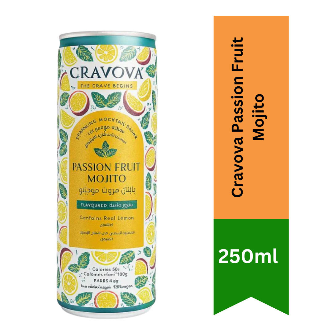 Cravova Passion Fruit Mojito – Ready-to-Drink 250ml_Refreshing Non-Alcoholic Beverage|BB:12.APR.2027