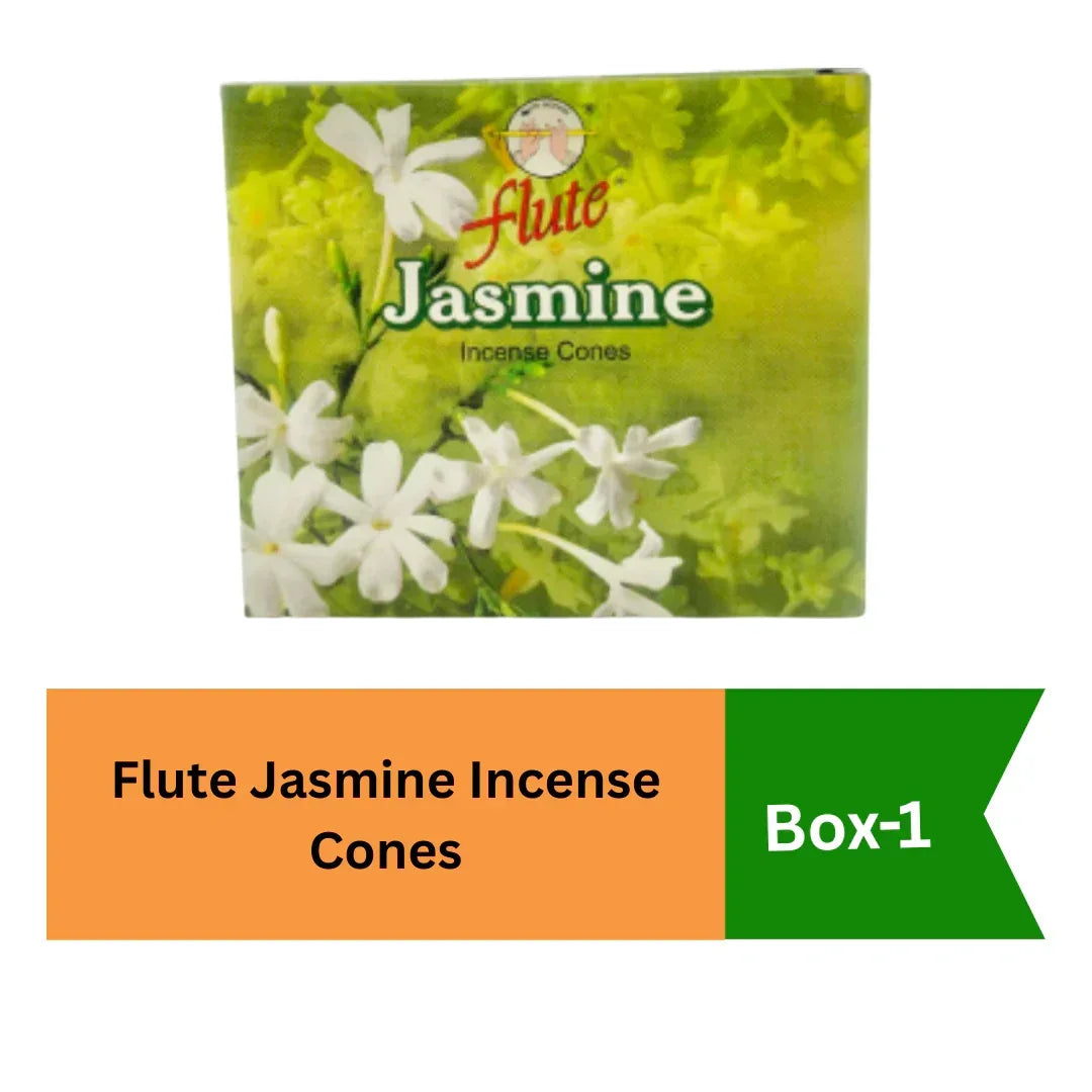 Flute Jasmine Incense Cones (Mogra Dhoop Cones) | Box Pack - Fragrant Floral Down-Smoke Cones for Uplifting Altar Puja Mandirs & Relaxing Home Aromatherapy | South Africa | India Bazaar