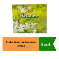 Flute Jasmine Incense Cones (Mogra Dhoop Cones) | Box Pack - Fragrant Floral Down-Smoke Cones for Uplifting Altar Puja Mandirs & Relaxing Home Aromatherapy | South Africa | India Bazaar
