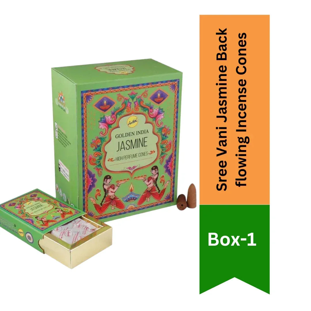 Sree Vani Jasmine Back flowing Incense Cones - Pack Of 12