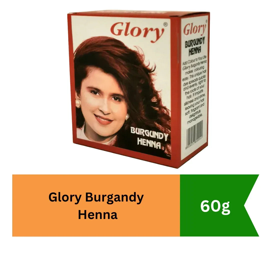 Glory Burgundy Henna Powder (Mehendi Hair Dye) | 60g - Herbal Based Conditioning Rich Colorant for Shiny Grey Hair Coverage, Natural Softness | South Africa | India Bazaar