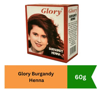 Glory Burgundy Henna Powder (Mehendi Hair Dye) | 60g - Herbal Based Conditioning Rich Colorant for Shiny Grey Hair Coverage, Natural Softness | South Africa | India Bazaar