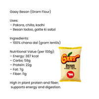 Gaay Gram Flour / Besan 1kg | Chickpea Flour for Baking, Cooking & Frying | Fine Flour for Fritters, Batters & Sweets | South Africa | India Bazaar