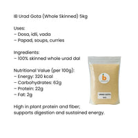 IB Whole Urad Gota / Whole Skinned Black Gram 5kg | High Protein, Hearty & Versatile | Perfect for Soups, Curries & Meals | South Africa | India Bazaar