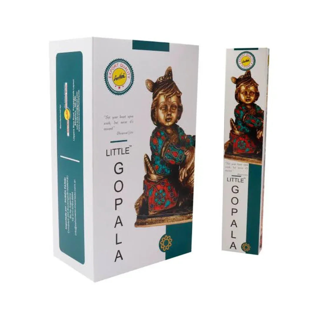 Sree Vani Little Gopal Incense Sticks (Krishna Puja Agarbatti) | Box Pack - Sweet Butter & Floral Devotional Fragrance for Home Temples & Peaceful Meditation | South Africa | India Bazaar