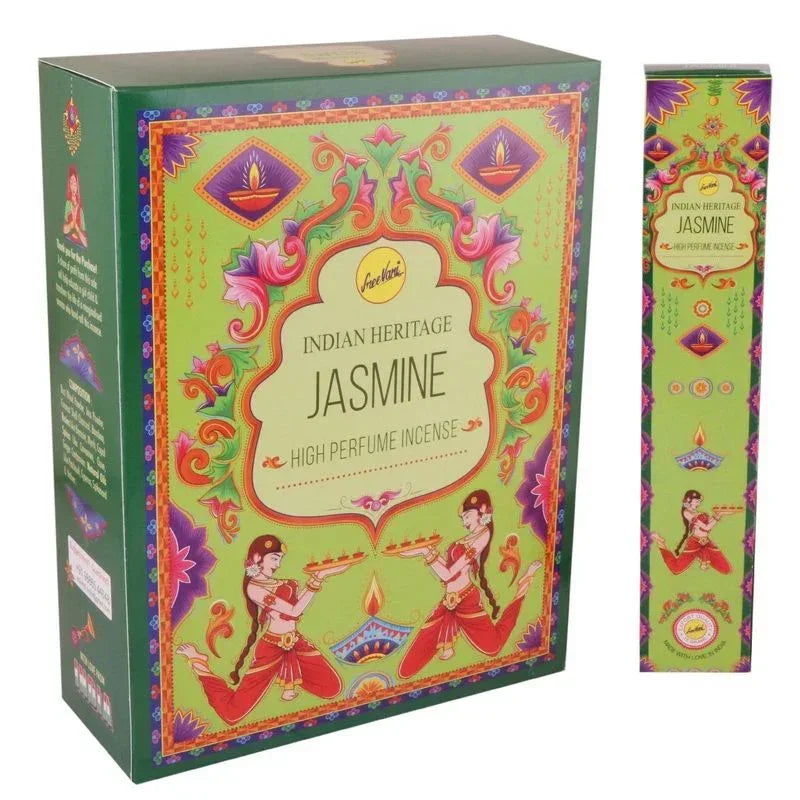 Sree Vani Indian Heritage Jasmine High Perfume Incense Sticks (Mogra Agarbatti) | Value Pack - Exotic Intoxicating Night Jasmine Perfumed Sticks for Pooja Mandirs | South Africa | India Bazaar