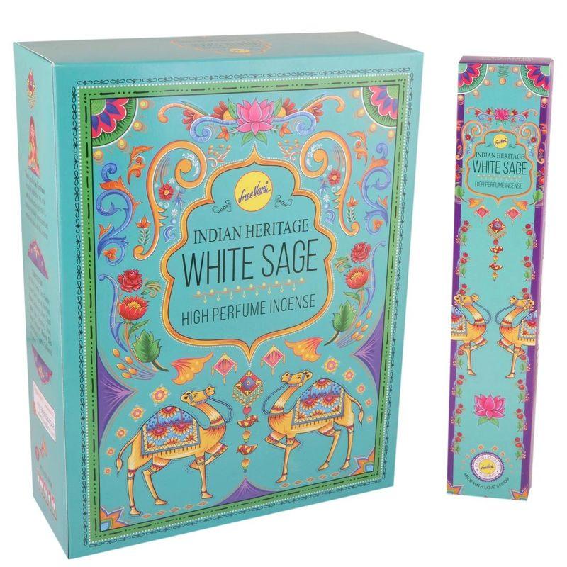 Sree Vani Indian Heritage White Sage High Perfume Incense Sticks | Value Pack - Native American Smudge Alternative for Aura Purification & House Warming Blessing | South Africa | India Bazaar