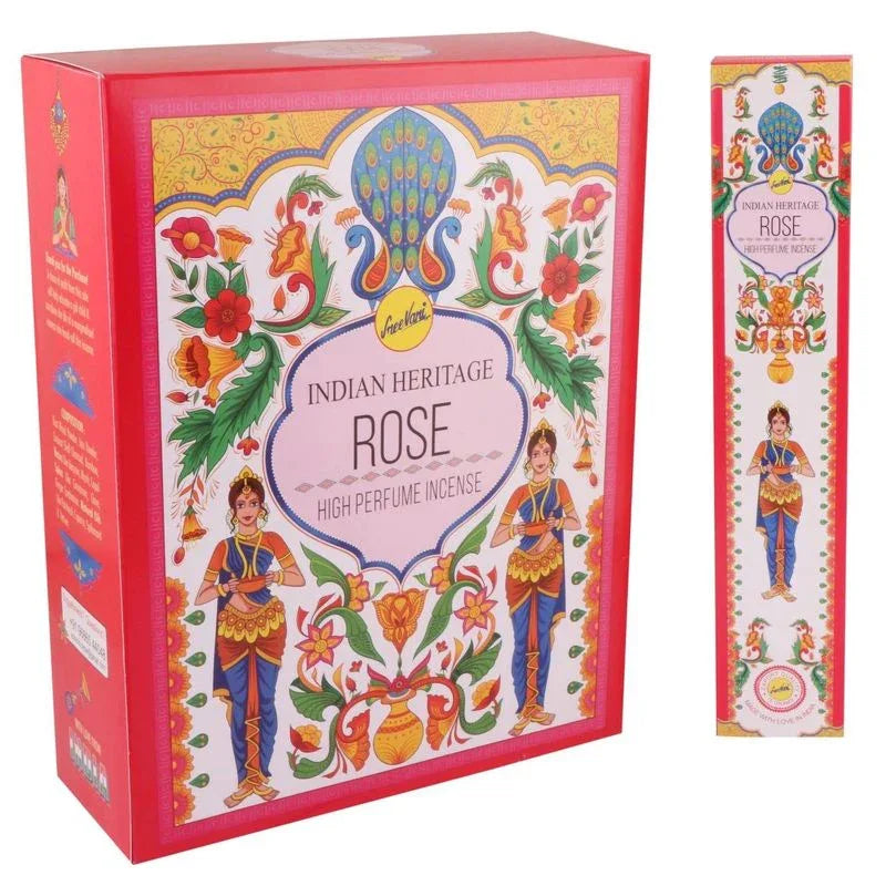 Sree Vani Indian Heritage Rose High Perfume Incense Sticks (Gulab Agarbatti) | Value Pack - Romantic Sweet Red Rose Bouquet Scent for Festive Home Mood Upliftment | South Africa | India Bazaar