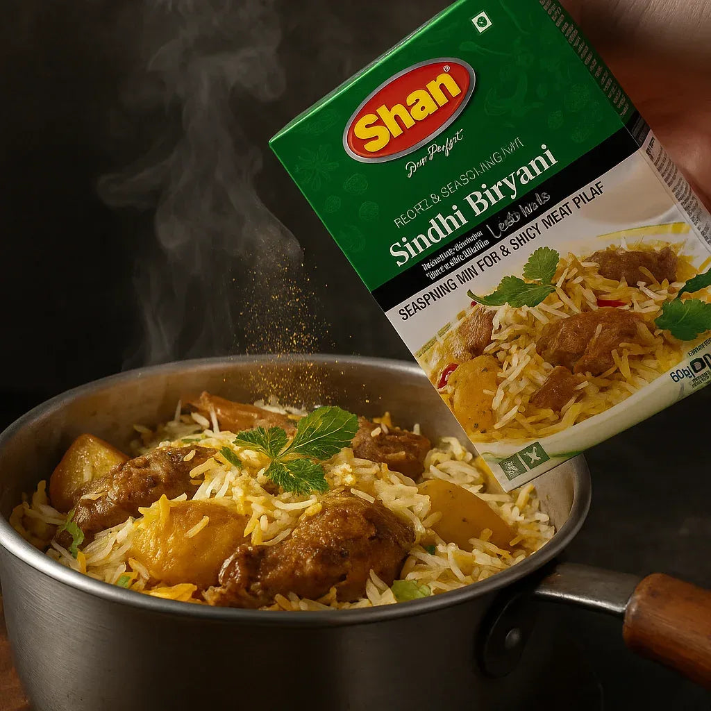 Shan Sindhi Biryani Seasoning and Recipe Mix | 60g - Fiery & Tangy Green Chili Flavour Layered Rice Spice Blend for Festive Meat Dishes | South Africa | India Bazaar