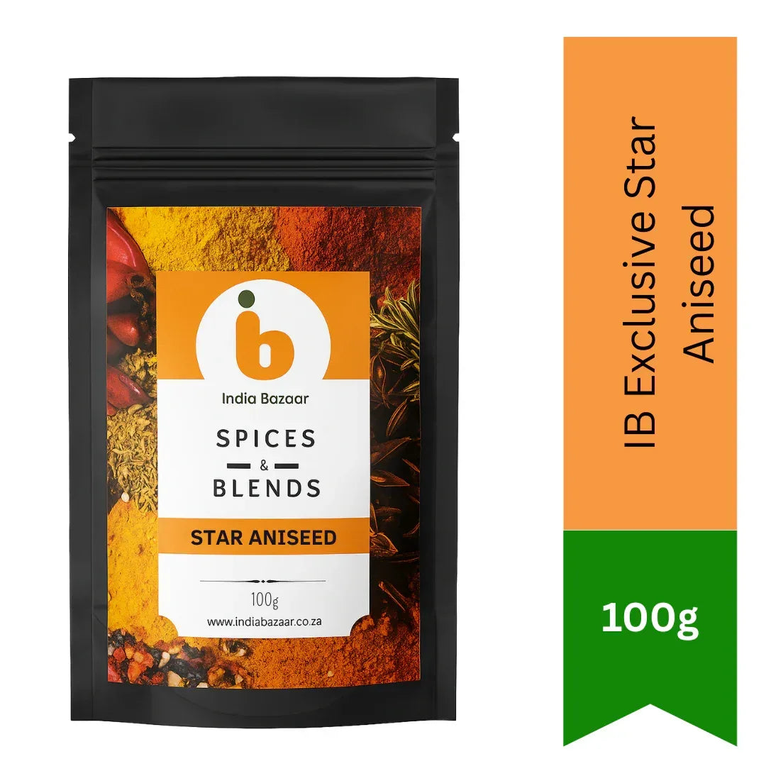 IB Exclusive Star Aniseed Whole Star Anise Pods (Chakra Phool) | 100g - Export Quality Authentic Indian Spice for Fragrant Biryanis, Chinese Five Spice Stews & Pho Broths | South Africa | India Bazaar