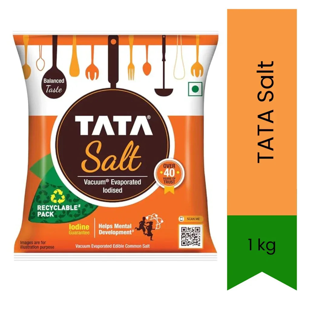TATA Salt | 1kg – Iodized Cooking Salt for Everyday Use | Desh Ka Namak