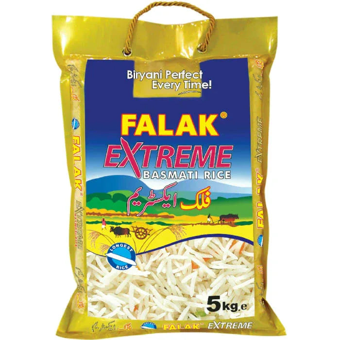 Falak Extreme Basmati Rice (Super Extra Long Grain) | 5kg - Ultimate Elongation Luxury Rice for Extravagant Special Occasion Biryanis & Pilafs | South Africa | India Bazaar