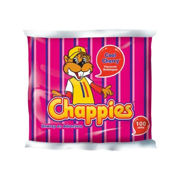 Chappies Cool Cherry Bubblegum Bulk Tub | 100-Piece Pack - Tangy & Sweet Red Cherry Flavoured Chewing Gum for Long-Lasting Flavor Fun | South Africa | India Bazaar