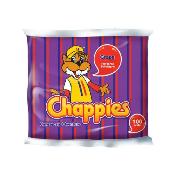 Chappies Grape Bubblegum Bulk Tub | 100-Piece Pack - Sweet Fruity Purple Grape Flavoured Chewing Gum for Tuckshop Stock & Kids Parties | South Africa | India Bazaar