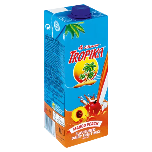 Tropika Mango Peach Dairy Fruit Juice Blend | 1L Carton - Velvet Stone-Fruit Combo Drink, Sweet Rich Stone-Fruit Dessert Beverage served Chilled | South Africa | India Bazaar