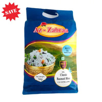 Az Zahraa Classic Extra Long Basmati Rice (Premium Chawal) | 5kg - Aged Aromatic Slender Grain for Luxury Large-Batch Biryanis, Fluffy Non-Sticky Texture | South Africa | India Bazaar