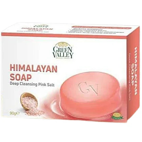 Green Valley Himalayan Soap (Natural Rock Salt Bathing Bar) | 90g - Mineral-Rich Exfoliating Herbal Cleanser for Body Detoxification & Soft Smooth Glow | South Africa | India Bazaar