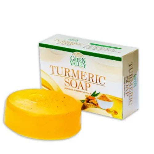 Green Valley Turmeric Soap (Herbal Haldi Bathing Bar) | 90g - Natural Skin Care Cleanser for Fading Blemishes, Dark Spots & Restoring Radiant Glow | South Africa | India Bazaar
